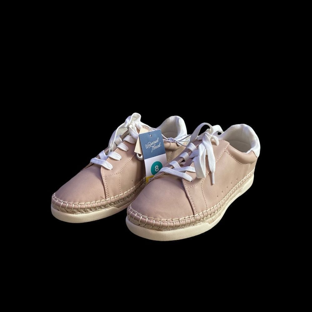 Universal Thread Beige Leather Lace-Up Sneakers - Picture 3 of 6